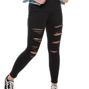SO High Rise Distressed Black Skinny Jeans Size 3
